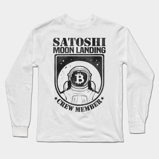 Member Satoshi Moon Landing Crew Funny Bitcoin BTC Long Sleeve T-Shirt by Kuehni